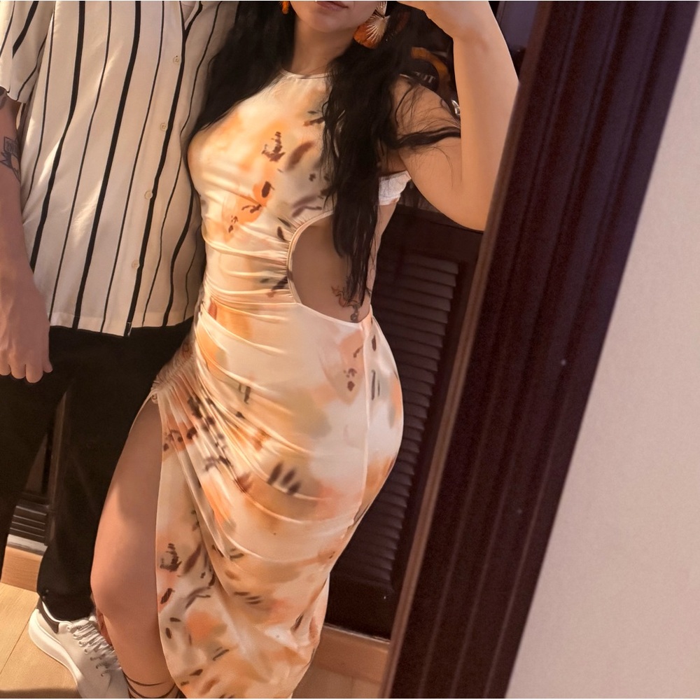Multicolor Ruched Dress MIDI